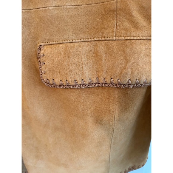 GOLD LEATHER Vintage Terry Lewis Classic Luxuries - Decorative Stitching - SZ L - Picture 3 of 7